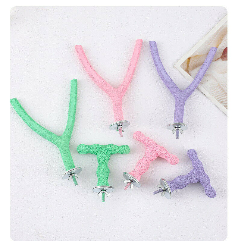 止まり木 爪とぎパーチ 爪とぎ 爪磨き 足場 ペット用品 小鳥 オウム インコ Y型 T...