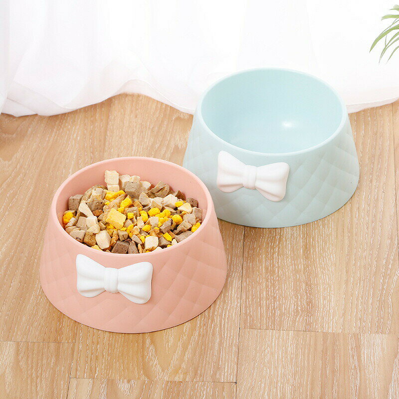 ペット用フードボウル ペット用食器 イヌ 小型犬 中型犬 ネコ 猫 ペットグッズ ペット用品 丸形 ラウンド 台形 深皿 リボン ピンク ブルー グレー シンプル かわいい キュート ガーリー ポップ カジュアル おしゃれ 3