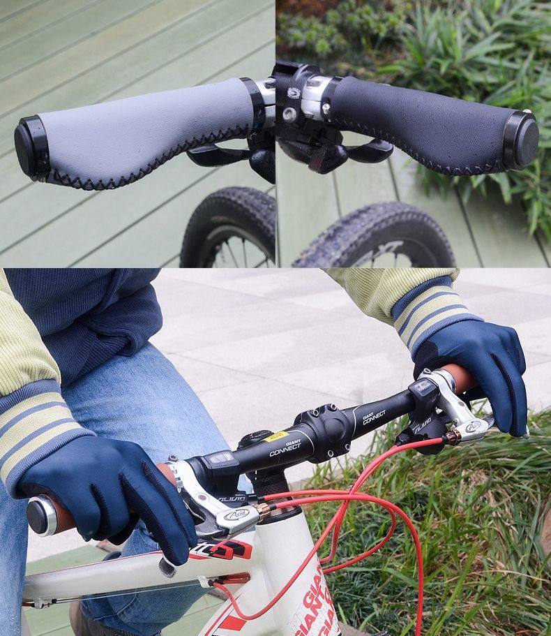 自転車グリップ ハンドルグリップ エンドキャップ付き レザー調 フェイクレザー 交換用パーツ カスタム 自転車用品 滑り止め 防滑 サイクリング マウンテンバイク ロードバイク 2