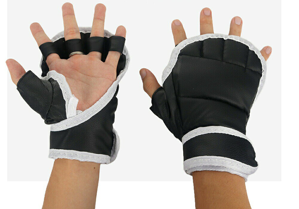 BACKYARD FAMILY バッグタウンのオープンフィンガーグローブ 両手セット トレーニンググローブ グラップリング パンチング MMA 総合格闘技 ムエタイ キックボクシング テコンドー 空手 練習 黒 ブラック｜アングル2