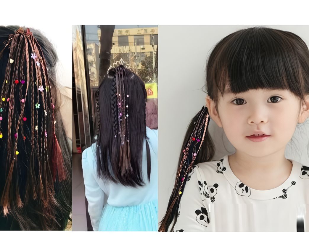 エクステ つけ毛 ヘアゴム 三つ編み みつあみ キッズ 子ども 女の子 ヘアアクセサ...