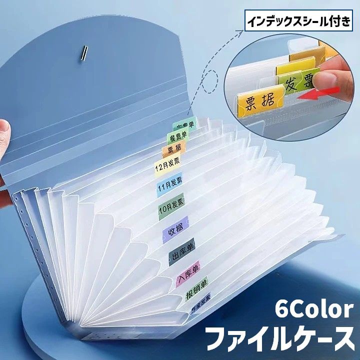 樂天商城 - ファイルケース ドキュメントファイル B6 13ポケット インデックスシール付き 文具 ステーショナリー 書類ケース 蛇腹 ジャバラ 防水 伝票整理 領収証 レシート 書類 資料 持ち運び クリアポケット じゃばら 収納 便利 コンパクト スタイリッシュ カラバリ豊富