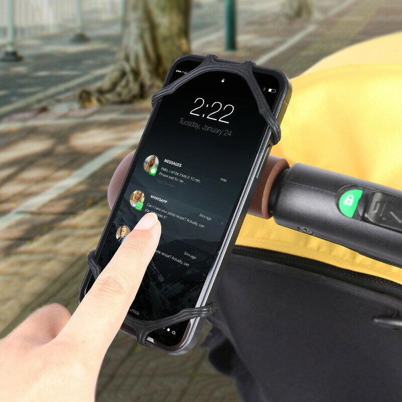 BACKYARD FAMILY バッグタウンのスマホホルダー 自転車用 携帯ホルダー シリコン 360度回転 ハンドル取付け 調節可能 伸びる ピッタリ固定 取付け簡単 落下防止 簡単装着 ステム取付け 耐衝撃 ツーリング サイクリング｜アングル3
