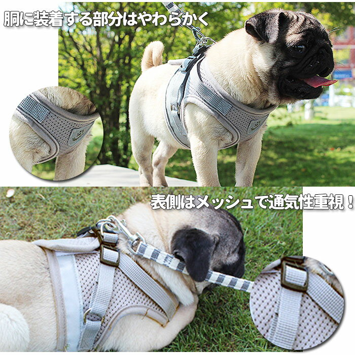 ハーネス 小型犬 中型犬 好評 リード セット 可愛い 抜けない お散歩 グッズ ペット用品 胴輪 反射板 マジックテープ 愛犬グッズ ペット用品 ペットグッズ 犬用品 いぬ シンプル ハーネスベルト 夜 安全 お散歩用 紐