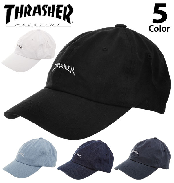 キャップ スラッシャー THRASHER 好評 メンズ レディース 帽子 cap GONZ MAG SPORTS CAP Dad HAT ゴンズ マグ ローキャップ low コットンキャップ 6パネル 6-PANEL CAP デニム コットン シンプル ロゴ LOGO 刺繍 ウォッシュ ストリート カジュアル ストラップバック