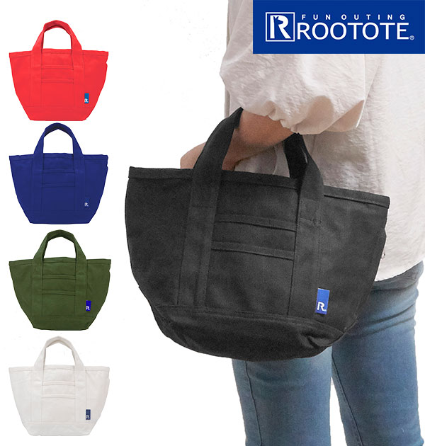 お昼休み用 トートバッグ ROOTOTE ルートート 好評 おしゃれ かわいい レディース 軽い 軽量 キャンバス キャンパス 小さめ 小さい ミニ コンパクト 散歩 普段使い ランチバッグ シンプル 無地 小ぶり 綿 布 手提げ てさげ ジップポケット サイドポケット かばん 鞄 バッグ バック