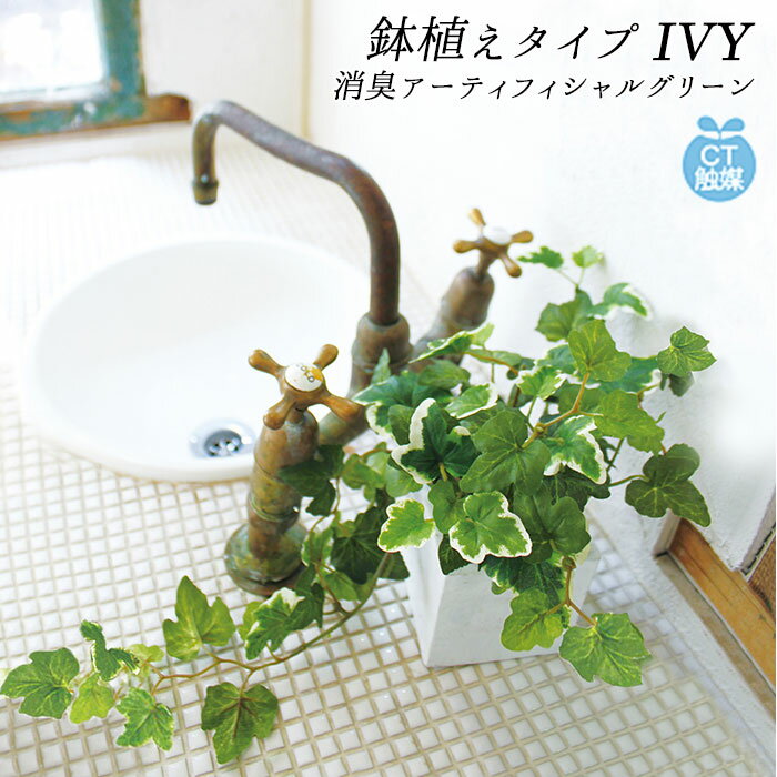 観葉植物 フェイクグリーン 好評 CT触媒 おしゃれ 消臭アーティフィシャルグリーン IVY アイビー インテリアグリーン キューブポット 角型 人工植物 インテリア 枯れない コンパクト 卓上 デスク 机 玄関 靴箱 イミテーショングリーン ガーデン 造花