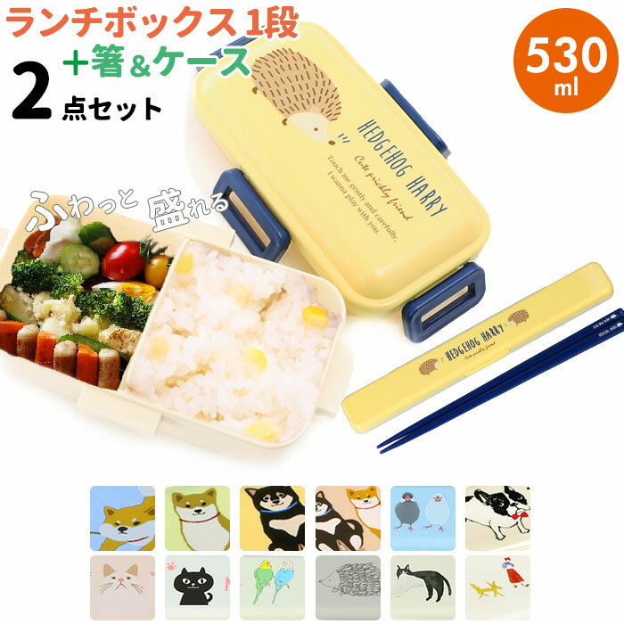 弁当箱 箸 セット 好評 お弁当箱 女子 1段 ランチボックス お箸 2点セット お弁当箱 セット おしゃれ かわいい 入学準備 お箸 ハシ 18cm お箸箱 お弁当 ランチ ランチグッズ かわいい 女の子 ランチボックスセット ガールズ しばたさん 犬 ねこ いぬ 猫 フレンズヒル