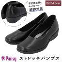 ローヒール パンプス 黒 好評 フォーマル ストレッチ ヒール フィット 歩きやすい 快適 3E オフィス オフィスシューズ 靴 シューズ レディース Pans...