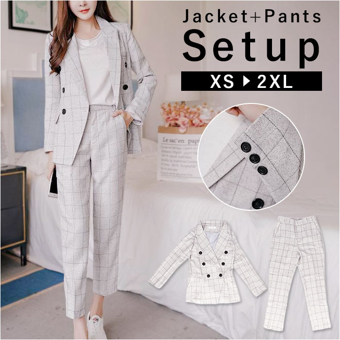 スーツ レディース セットアップ 好評 アンクルパンツ パンツ 2点セット テーラードジャケット ジ ...