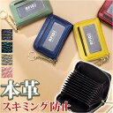 RFID 本革 カードケース キーホルダ付き 好評 小銭入れ コインケース カード入れ 財布 じゃばら ミニ財布 お財布 サイフ カード ウォレット お札入れ ...