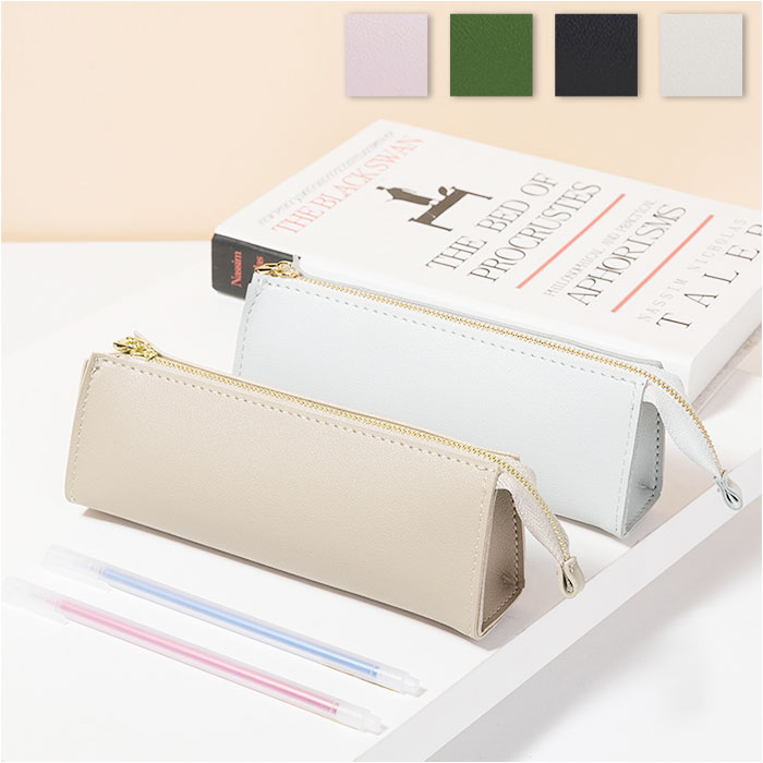 ペンケース おしゃれ 大人 好評 筆箱 ペンポーチ 高校生 大容量 合皮 合成皮革 PUレザー シンプル フェイクレザー コンパクト ビジネス 文房具 ステーシ...