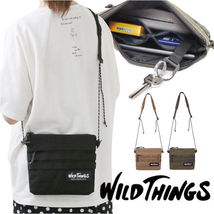 WILD THINGS サコッシュ WT-380-3006 ワイルドシングス 通販 ショルダーバッグ ミニショルダーバッグ ショルダーバック メンズ レディース 小さめ 斜めがけ 大人 シンプル 無地 おしゃれ アウトドア 旅行 キャンプ フェス 男女兼用