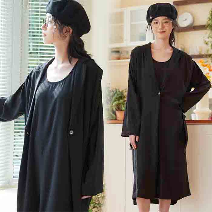 ワンピース レディース 通販 ロングワンピース 長袖ワンピース ワンピ トレンチコート風 春秋 秋  ...