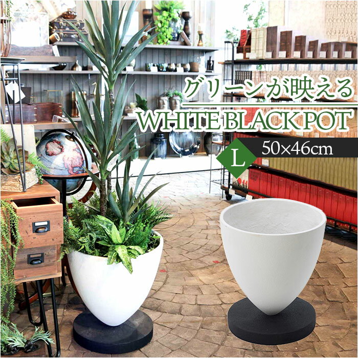 植木鉢 おしゃれ かわいい 好評 プランター 大型 鉢 プラスチック WHITE BLACK POT L PED-0063 ガーデニング 花 ガーデン DIY オシャレ インテリア ディスプレイ 雑貨 シンプル リビング 玄関 新築祝い プレゼント 引越祝い