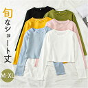 長袖tシャツ レディース かわいい 好評 ショート丈 長袖ショートt シャツ ラウンドネック トップス カジュアル インナー 無地 カットソー おしゃれ オシャ...