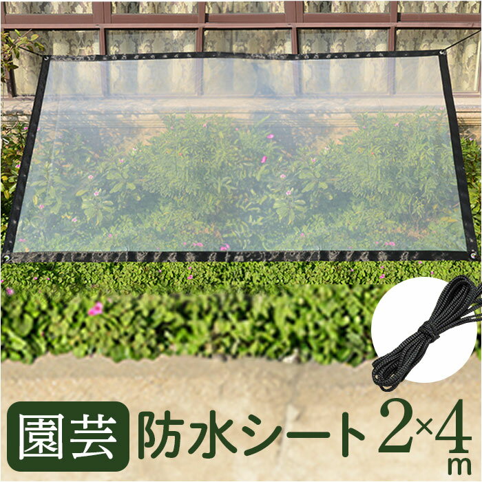 ガーデニング 園芸シート ロープ付き 2m×4m 好評 透明シート 防水シート 温室フィルム シート 温室カバー 雨よけ 保護シート 保護 植物 日よけ 日除け...