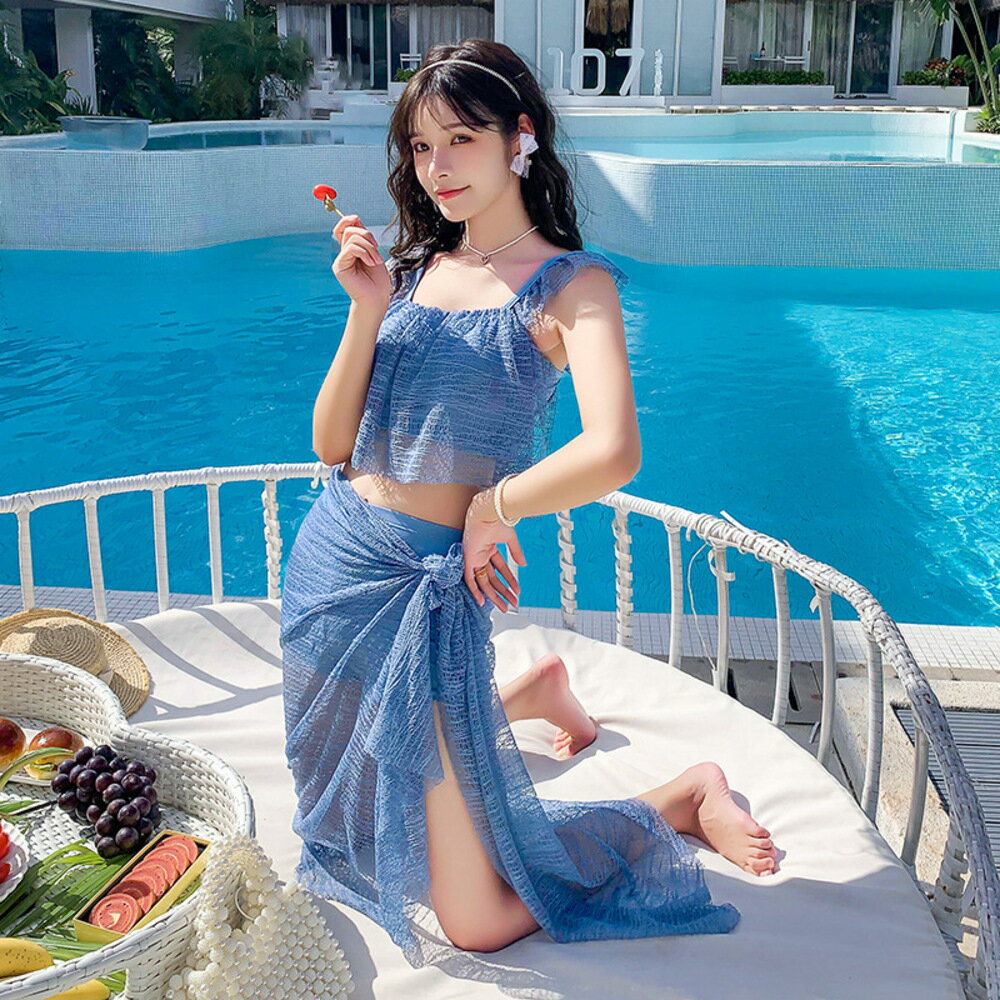 楽天市場】水着 パレオ付き（カラーブルー）（水着｜レディース
