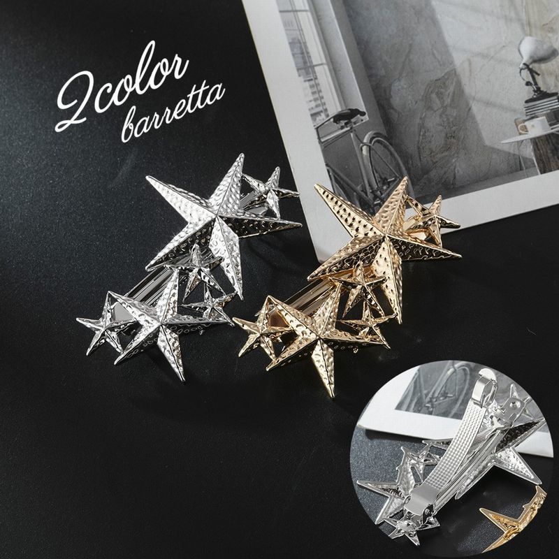バレッタ ヘアアクセサリー 髪留め レディース 女性 髪飾り スター 星 かわいい おしゃれ シルバーカラー ゴールドカラー ヘアアレンジ まとめ髪 髪飾り キラキラ シンプル デイリー ファッション小物 婦人用