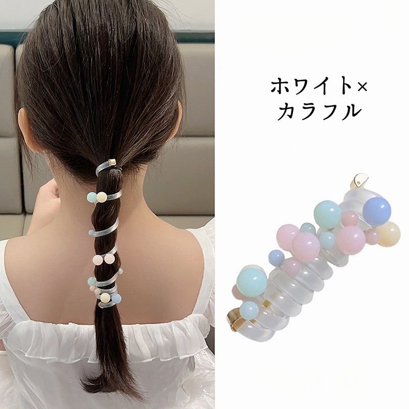 スパイラルヘアゴム 髪ゴム 髪くくり ヘアアクセサリー ブレスレット キッズ 女の...