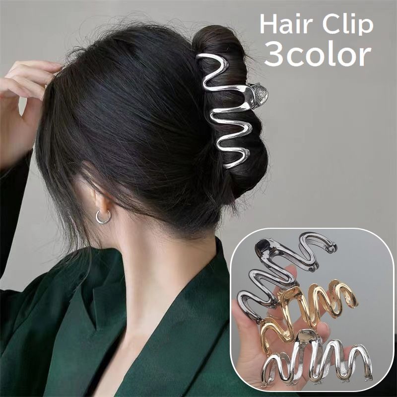 乐天商城 - ヘアクリップ バンスクリップ レディース 女性 婦人 ヘアアクセサリー 波型 ウェーブ 髪留め 髪飾り まとめ髪 ヘアアレンジ 無地 単色 シルバーカラー ゴールドカラー シンプル おしゃれ かわいい きれいめ ユニーク 普段使い おでかけ