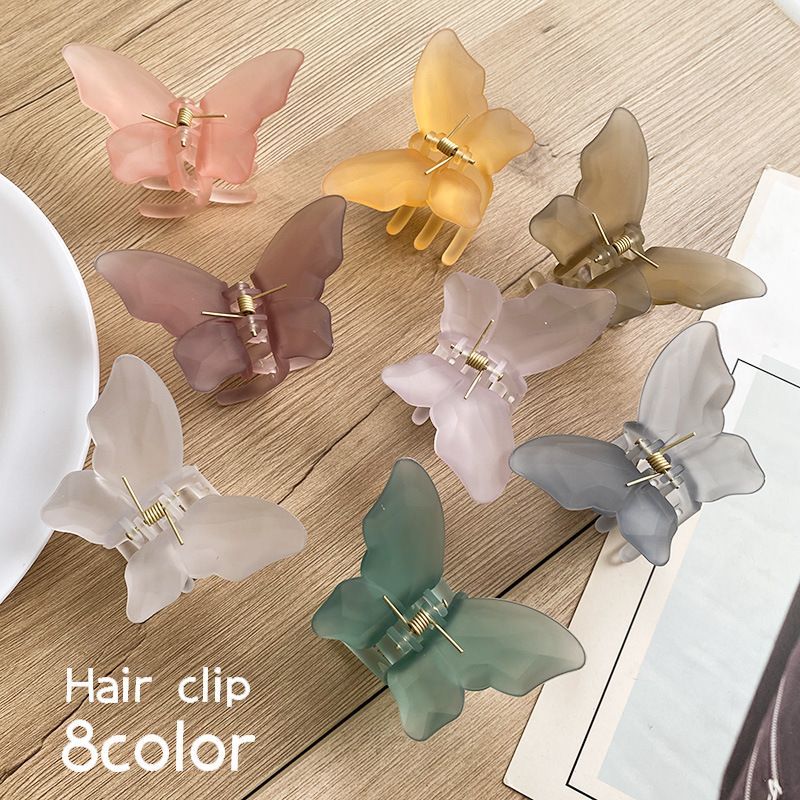 Rakuten - ヘアクリップ バンスクリップ 髪留め レディース 女性用 ヘアアクセサリー 髪飾り 蝶 無地 マット クリア 可愛い おしゃれ シンプル カジュアル まとめ髪 ヘアアレンジ 普段使い おでかけ メイク 洗顔 入浴