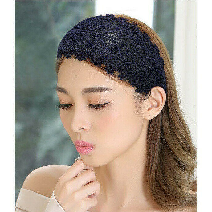 カチューシャ レディース ヘアアクセサリー 幅広 ワイド レース 刺繍レース フラワ...