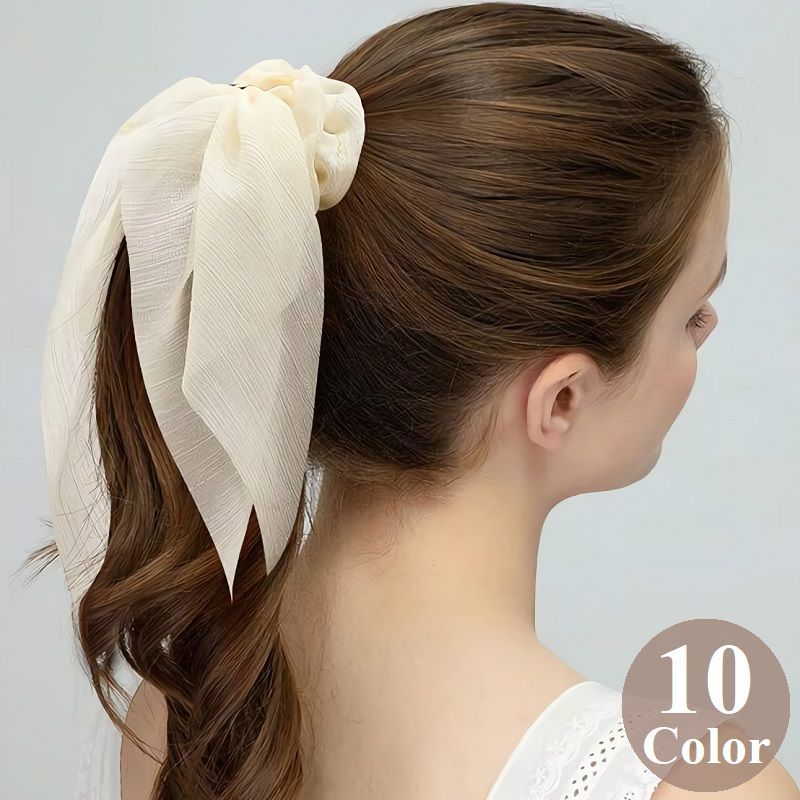 乐天商城 - シュシュ レディース ヘアアクセサリー ヘアゴム 髪飾り 髪留め シフォン リボン 大きめ ヘアアレンジ かわいい フェミニン おしゃれ 大人可愛い 上品 ラメ入り 通勤 オフィス 女性用 婦人用 ファッション小物