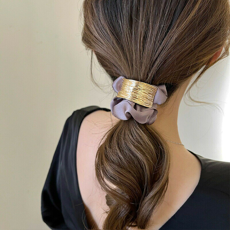 シュシュ ヘアゴム レディース 女性 ヘアアクセサリー ヘアアレンジ 幅広 リング付...