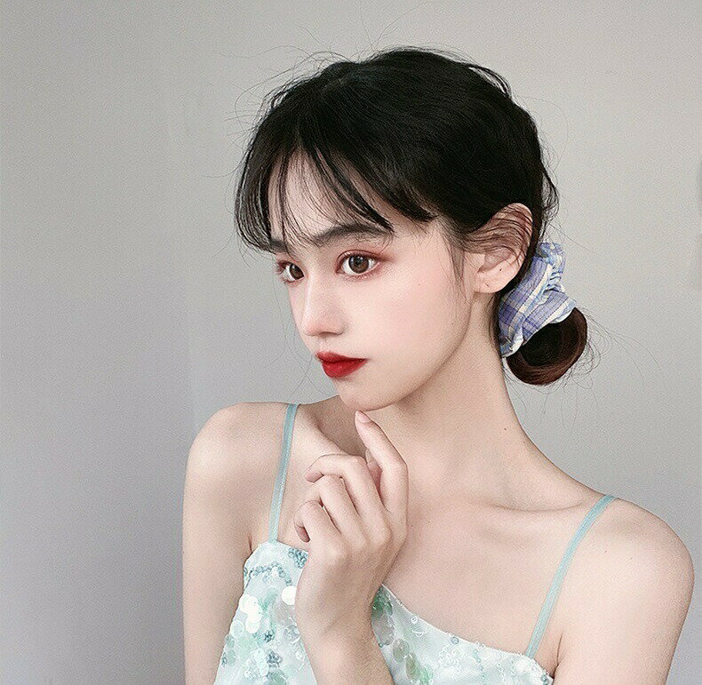 シュシュ ヘアゴム 髪ゴム レディース 女性 ヘアアクセサリー チェック柄 まとめ髪...