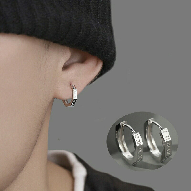 ピアス メンズ フープピアス アクセサリー 男性用 リングタイプ シルバーカラー ロ...