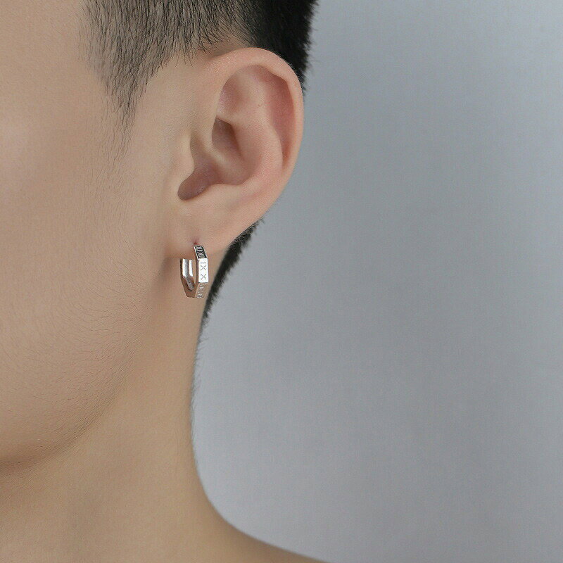 ピアス メンズ フープピアス アクセサリー 男性用 リングタイプ シルバーカラー ロ...