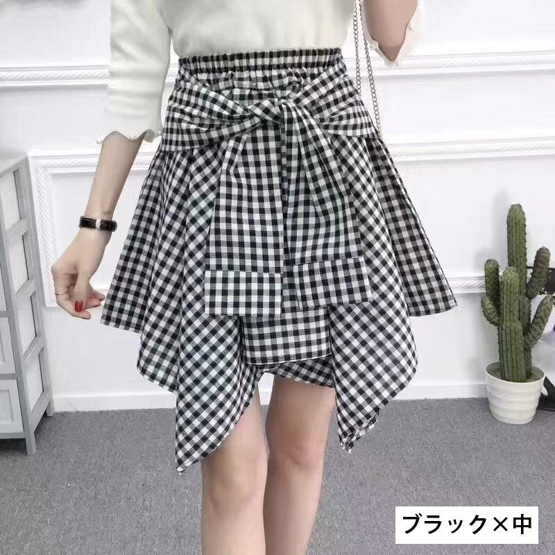 スカート レディース 女性用 ミニ丈 ひざ上丈 イレヘムスカート シャツ風 チェック柄 カジュアル おしゃれ ウエストゴム 普段使い おでかけ ボトムス backyard-10385510 BACKYARD FAMILY ママタウン サンプル画像2