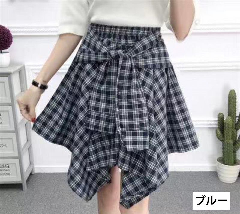 スカート レディース 女性用 ミニ丈 ひざ上丈 イレヘムスカート シャツ風 チェック柄 カジュアル おしゃれ ウエストゴム 普段使い おでかけ ボトムス backyard-10385510 BACKYARD FAMILY ママタウン サンプル画像3