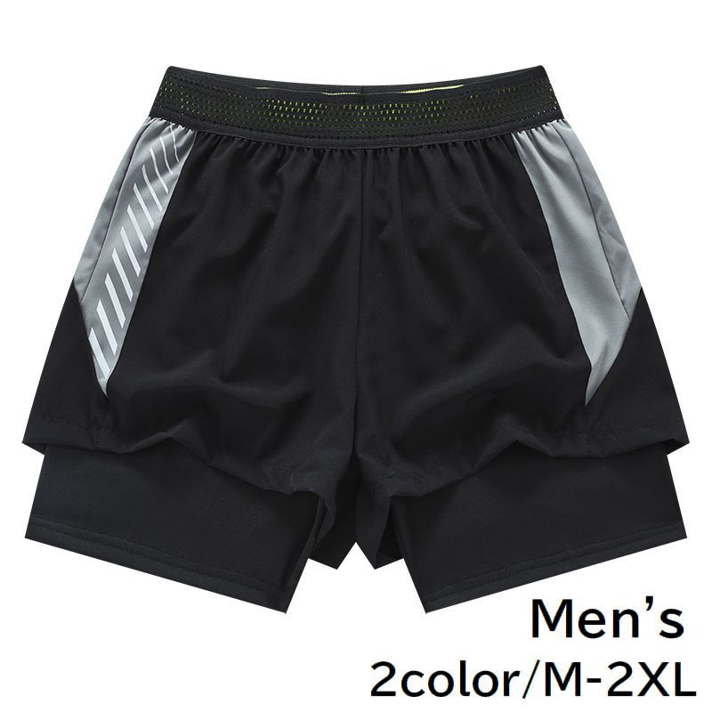 スポーツウェア ショートパンツ レギンス 一体型 メンズ 男性用 紳士用 ボトムス 大きいサイズ 短パン ブラック グレー フィットネス トレーニング ジム ランニング ジョギング 運動