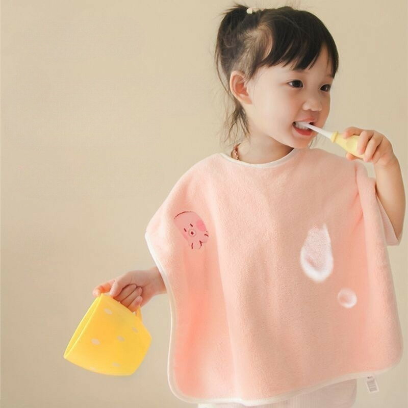 タオルエプロン スタイ お食事エプロン キッズ 子供 前掛け 歯磨き 洗顔 手拭き 水濡れ防止 吸水 スナップボタン ワンポイント かわいい 2