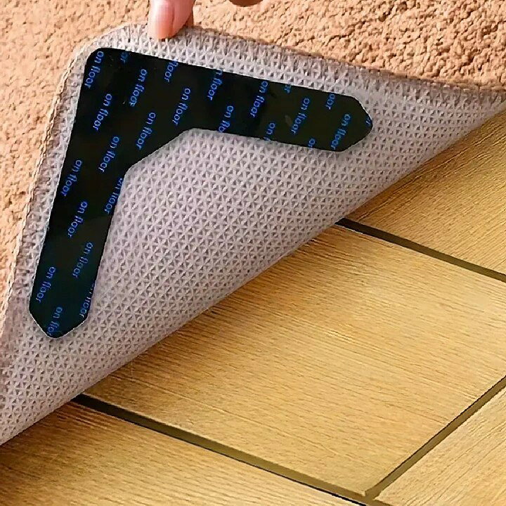滑り止めシート すべり止め テープ 8枚セット 繰り返し使える L字型 カーペット マット ラグ 絨毯 ズレ防止 固定 洗える 粘着 家具 固定 貼るだけ ブラック 黒 backyard-10396896 BACKYARD FAMILY ママタウン サンプル画像3
