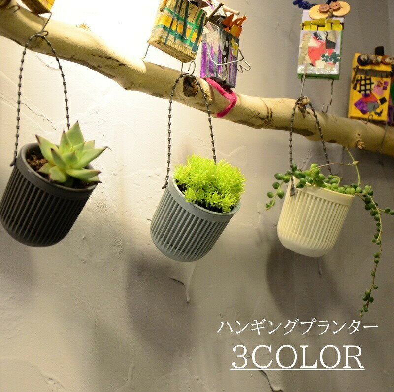 スタイリッシュなデザインがおしゃれ♪多肉植物などにおすすめな、ミニサイズのハンギングプランターです。耐荷重：300g 【サイズについて】画像をご参照ください。 【カラーについて】生産ロットにより柄の出方や色の濃淡が異なる場合がございます。お使いのモニターや撮影時の光の加減などにより画像と実際の商品のカラーが異なる場合もございます。予告なしにカラーやデザインなどの変更がある場合もございます。 【素材について】樹脂