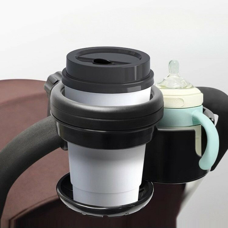 BACKYARD FAMILY ママタウンのドリンクホルダー ベビーカー用 2本 回転式 哺乳瓶ホルダー ボトルホルダー カップホルダー ペットボトル クランプ 哺乳瓶入れ 水筒｜アングル2