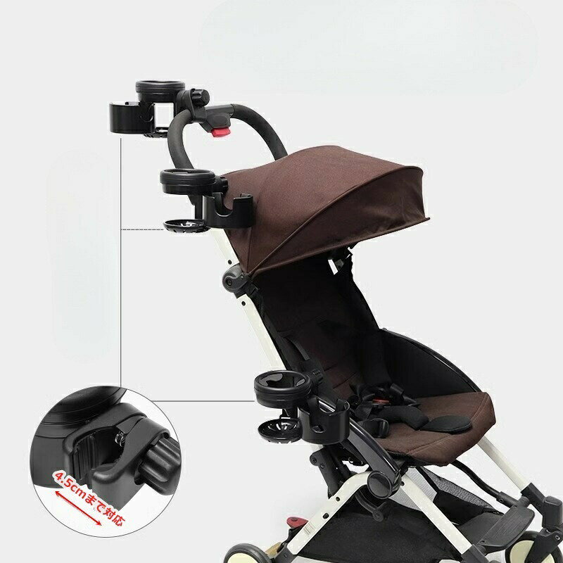 BACKYARD FAMILY ママタウンのドリンクホルダー ベビーカー用 2本 回転式 哺乳瓶ホルダー ボトルホルダー カップホルダー ペットボトル クランプ 哺乳瓶入れ 水筒｜アングル3