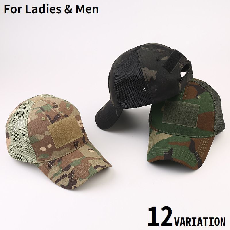 ベースボールキャップ 野球帽 男女兼用 帽子 無地 迷彩 メッシュ 通気性 UVケア 紫外線対策 日よけ 日焼け防止 熱中…