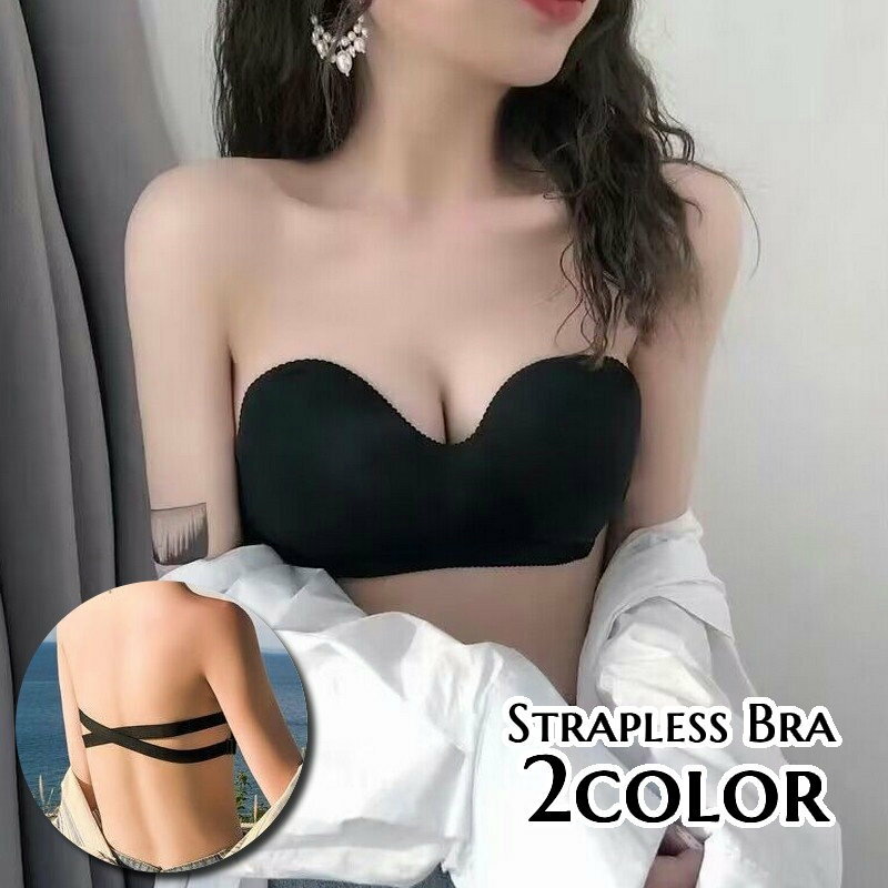 樂天商城 - ストラップレスブラ チューブトップブラ ノンワイヤーブラジャー 下着 女性用 レディース 婦人 肩紐なし バックデザイン バッククロス シンプル 無地 単色 おしゃれ かわいい 肩見せスタイル チラ見え防止