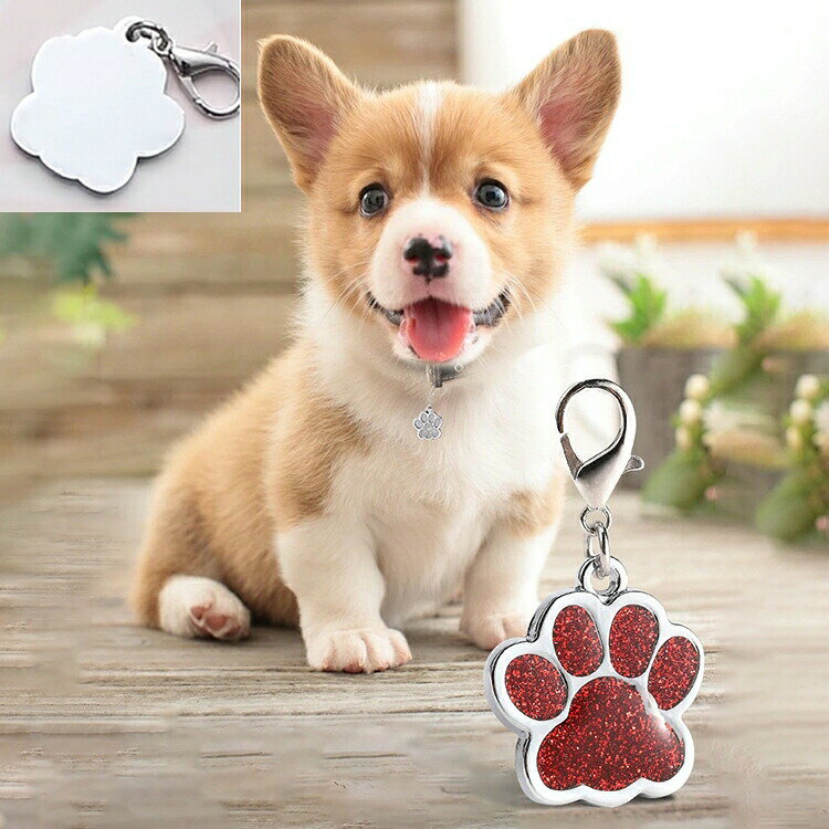 BACKYARD FAMILY ママタウンのペット用迷子札 ネームタグ 名札 ネームチャーム 犬 猫 イヌ ネコ ドックタグ ペット用品 首輪チャーム 首輪アクセサリー 肉球型 キーホルダー｜アングル2