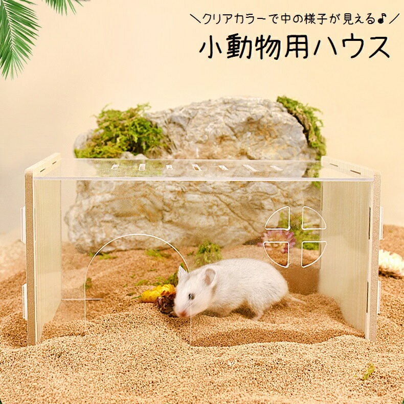 小動物用ハウス ペット用品 おうち お家 寝床 ハムスターハウス 小屋 ハムスター ネズミ チンチラ ペットハウス クリアカラー 透明 ペ..
