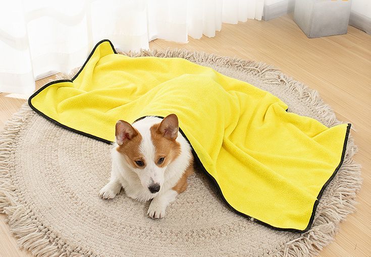 バスタオル ペット用 S／Mサイズ 犬 猫 大判 厚手 吸水 速乾 バスローブ 体拭き 足...