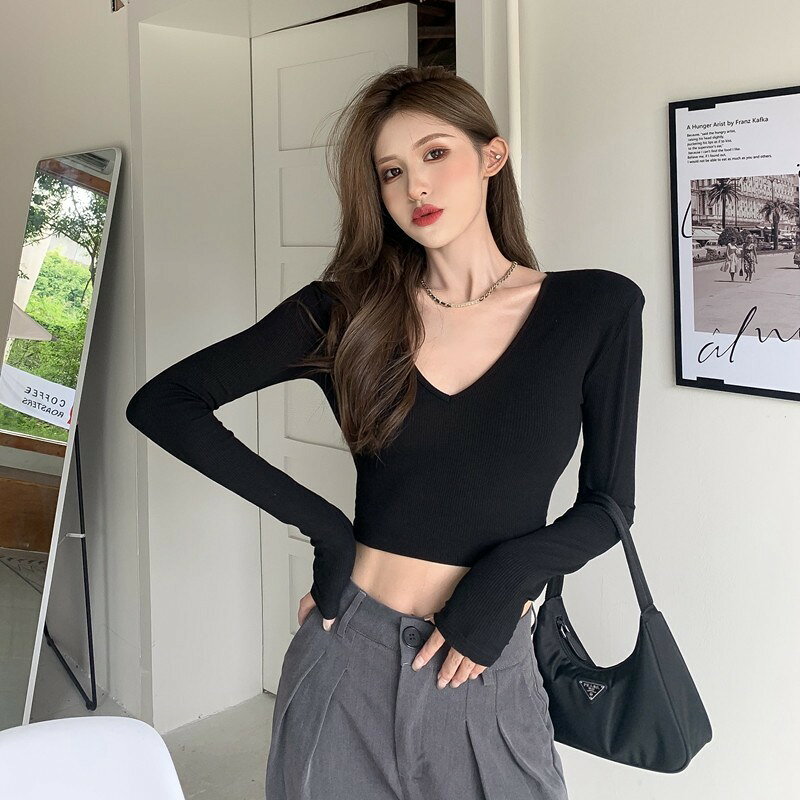 カットソー 長袖 ショート丈 トップス レディース 女性 Vネック Tシャツ 大きいサイズ 無地 着回し 重ね着 シンプル 単色 カジュアル backyard-10392882 BACKYARD FAMILY ママタウン サンプル画像2