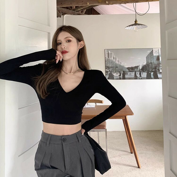 カットソー 長袖 ショート丈 トップス レディース 女性 Vネック Tシャツ 大きいサイズ 無地 着回し 重ね着 シンプル 単色 カジュアル backyard-10392882 BACKYARD FAMILY ママタウン サンプル画像3