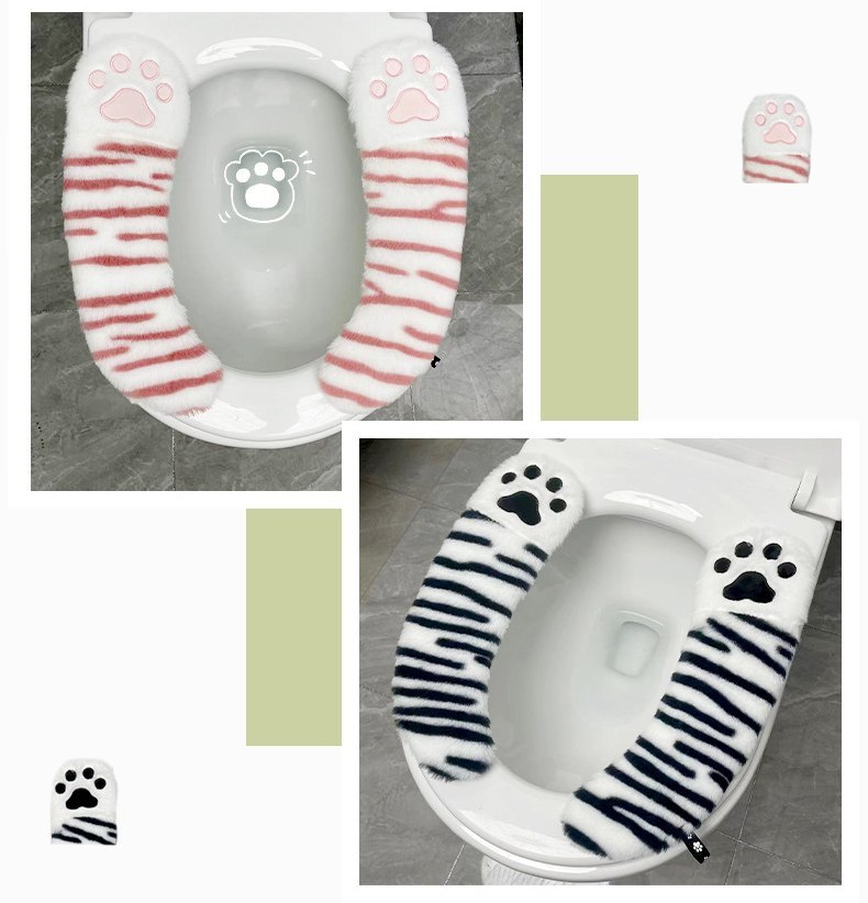 便座シート 2枚セット 便座 シート トイレ トイレ用品 クマ 熊 肉球 便利 取っ手付...