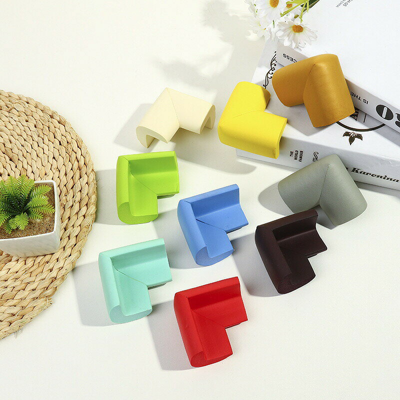 BACKYARD FAMILY ママタウンのコーナーガード L字型 コーナークッション 4個セット ベビーガード 角ガード セーフティグッズ コーナーパッド 赤ちゃん けが 机 テーブル 棚 家具 角 コーナークッション ソフト やわらかい 単色 便利グッズ カラバリ豊富 黄 赤 緑 青 茶 ベージュ ピンク 灰｜アングル2