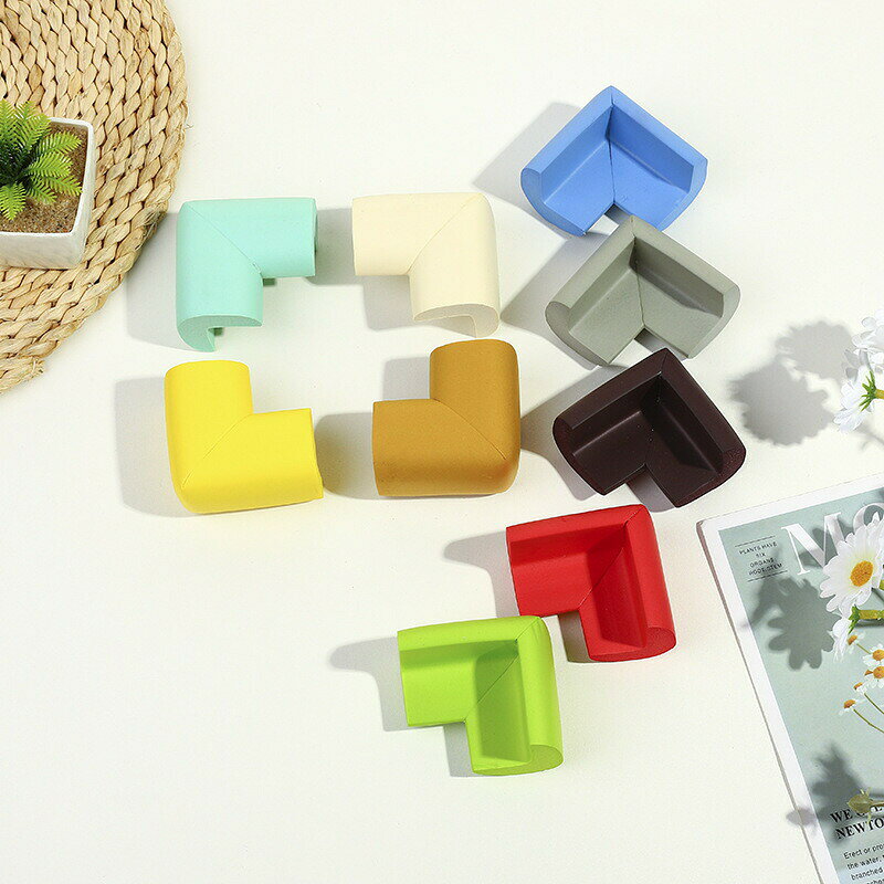 BACKYARD FAMILY ママタウンのコーナーガード L字型 コーナークッション 4個セット ベビーガード 角ガード セーフティグッズ コーナーパッド 赤ちゃん けが 机 テーブル 棚 家具 角 コーナークッション ソフト やわらかい 単色 便利グッズ カラバリ豊富 黄 赤 緑 青 茶 ベージュ ピンク 灰｜アングル3